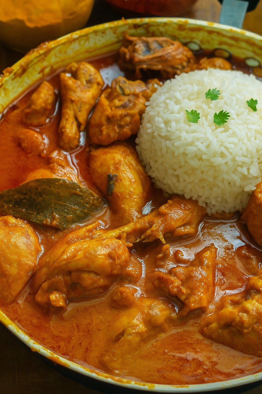 Chicken Mangshor Jhol With Rice Chicken Mangshor Jhol With Rice